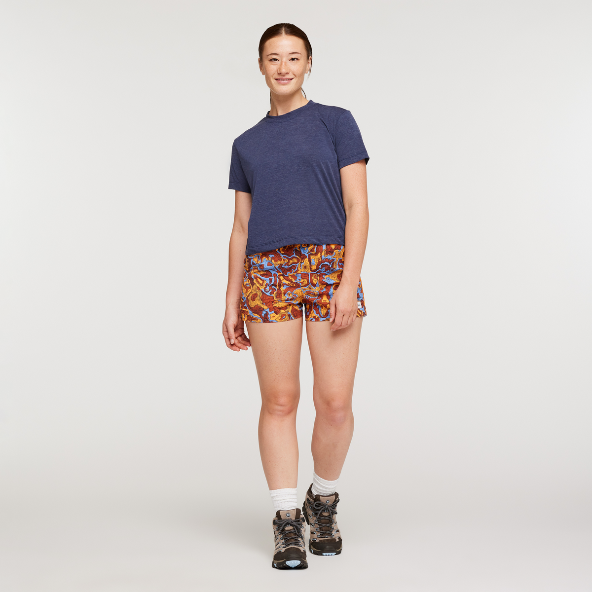 Paseo Travel Crop T-Shirt - Women's, Maritime, Model Aya