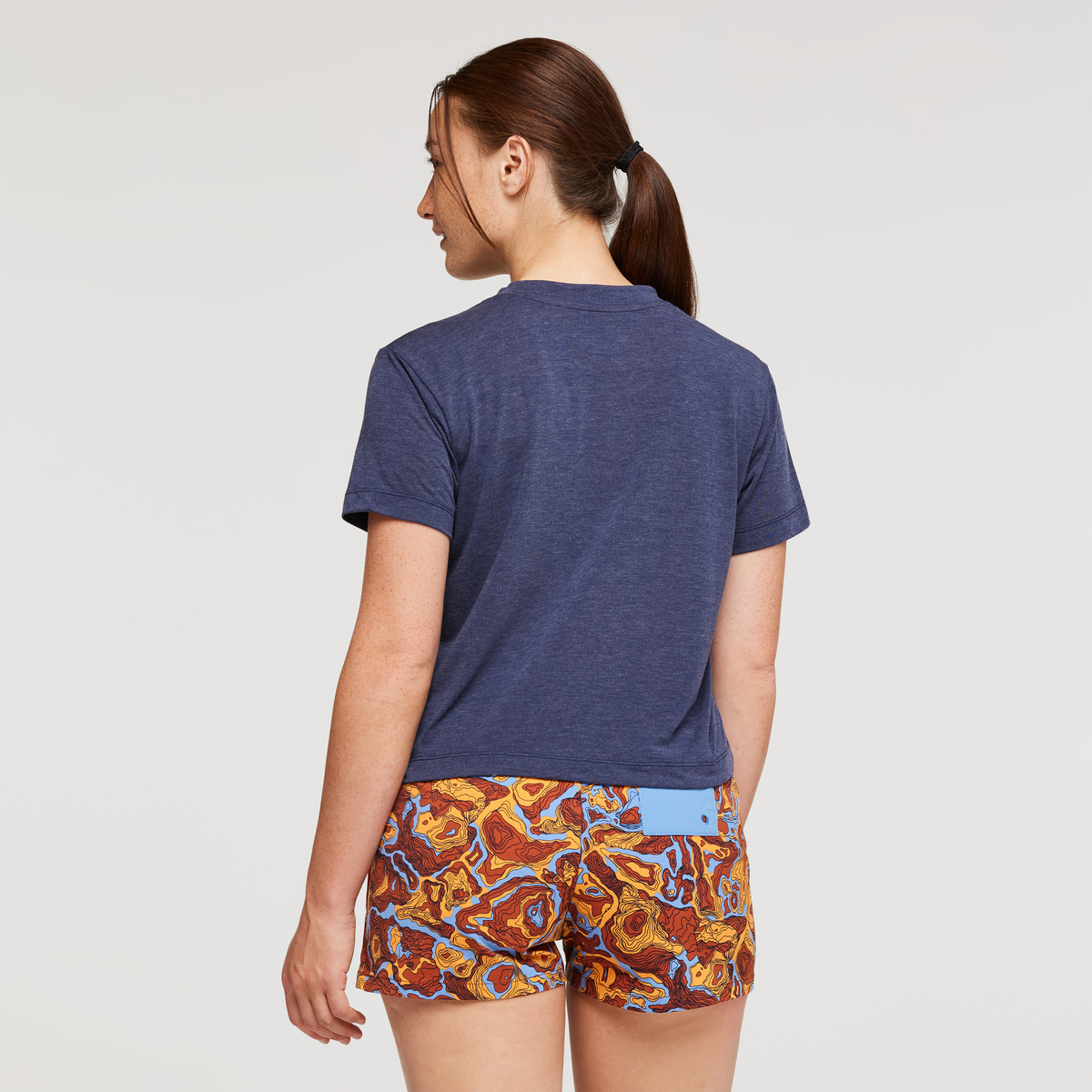 Paseo Travel Crop T-Shirt - Women's, Maritime, Model Aya