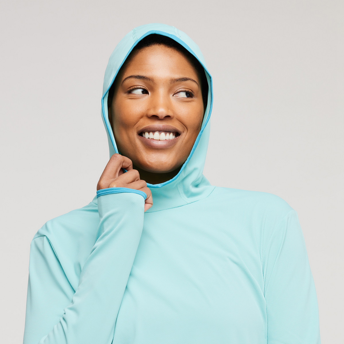 Sombra Sun Hoodie - Women's, Sea Glass, Model Callie