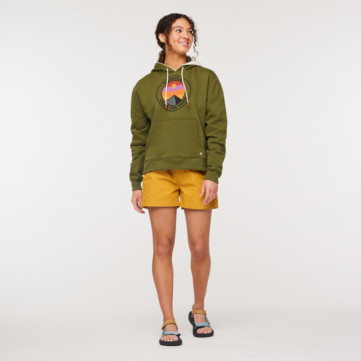 Sunny Side Organic Pullover Hoodie - Women's, Pine, Model London