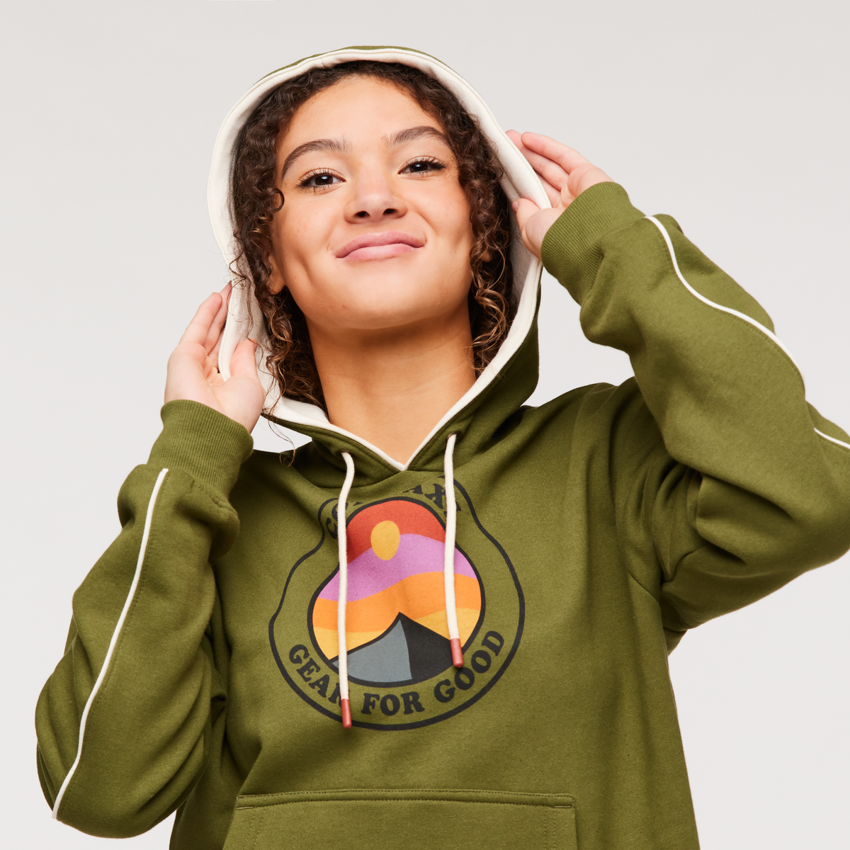 Sunny Side Organic Pullover Hoodie - Women's, Pine, Model London