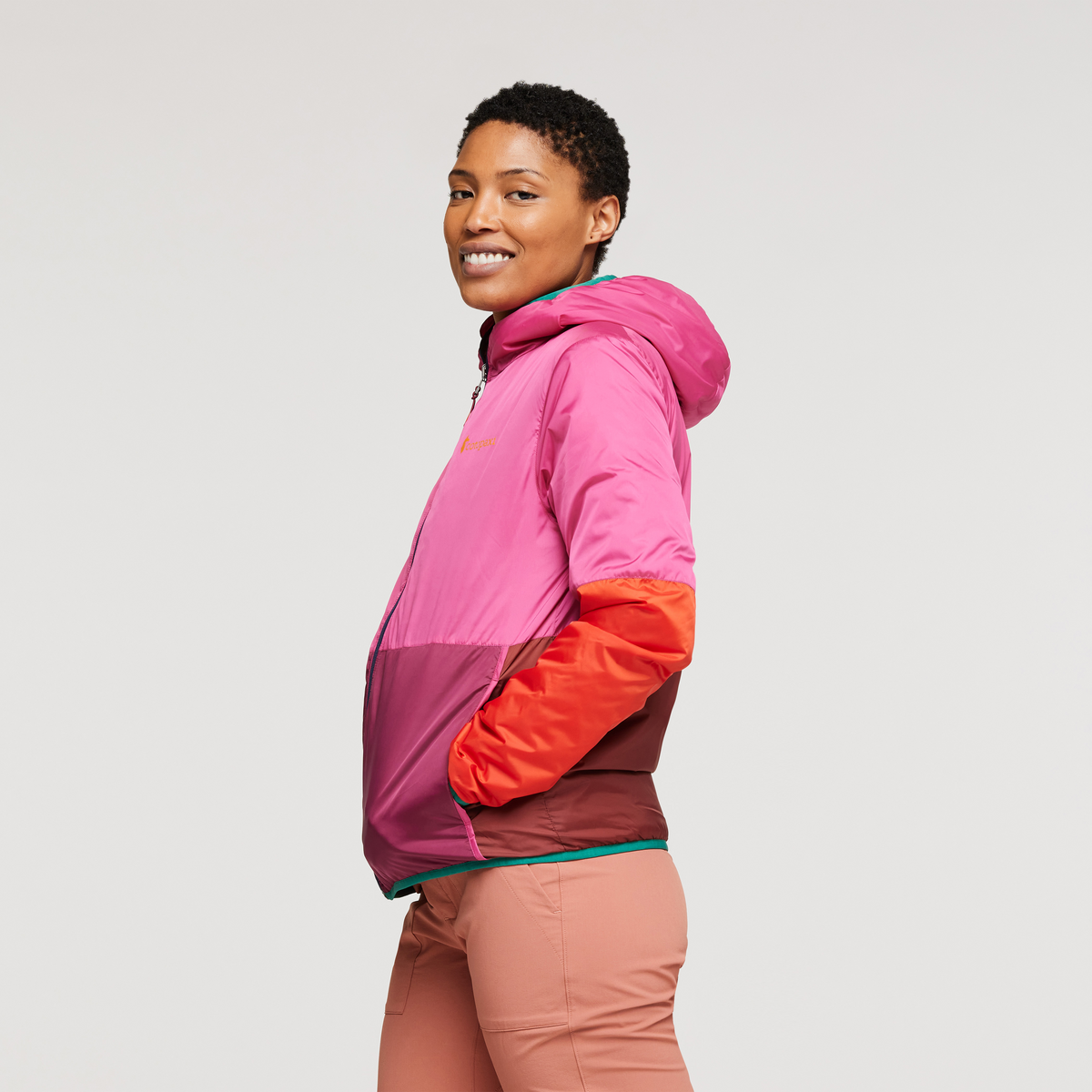 Teca Cálido Hooded Jacket - Women's, Spicy Sweet, Model Callie