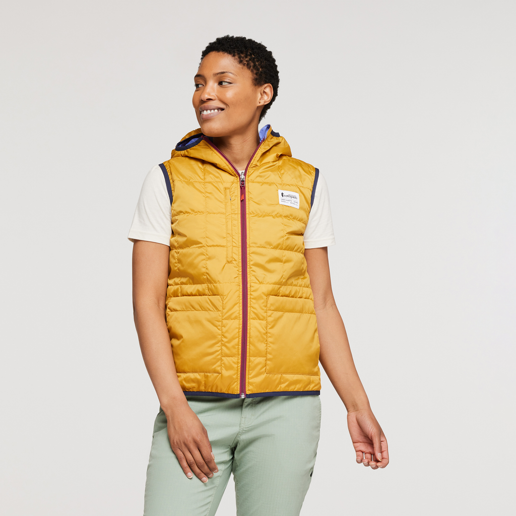 Teca Cálido Hooded Vest - Women's, Honeybee, Model Callie
