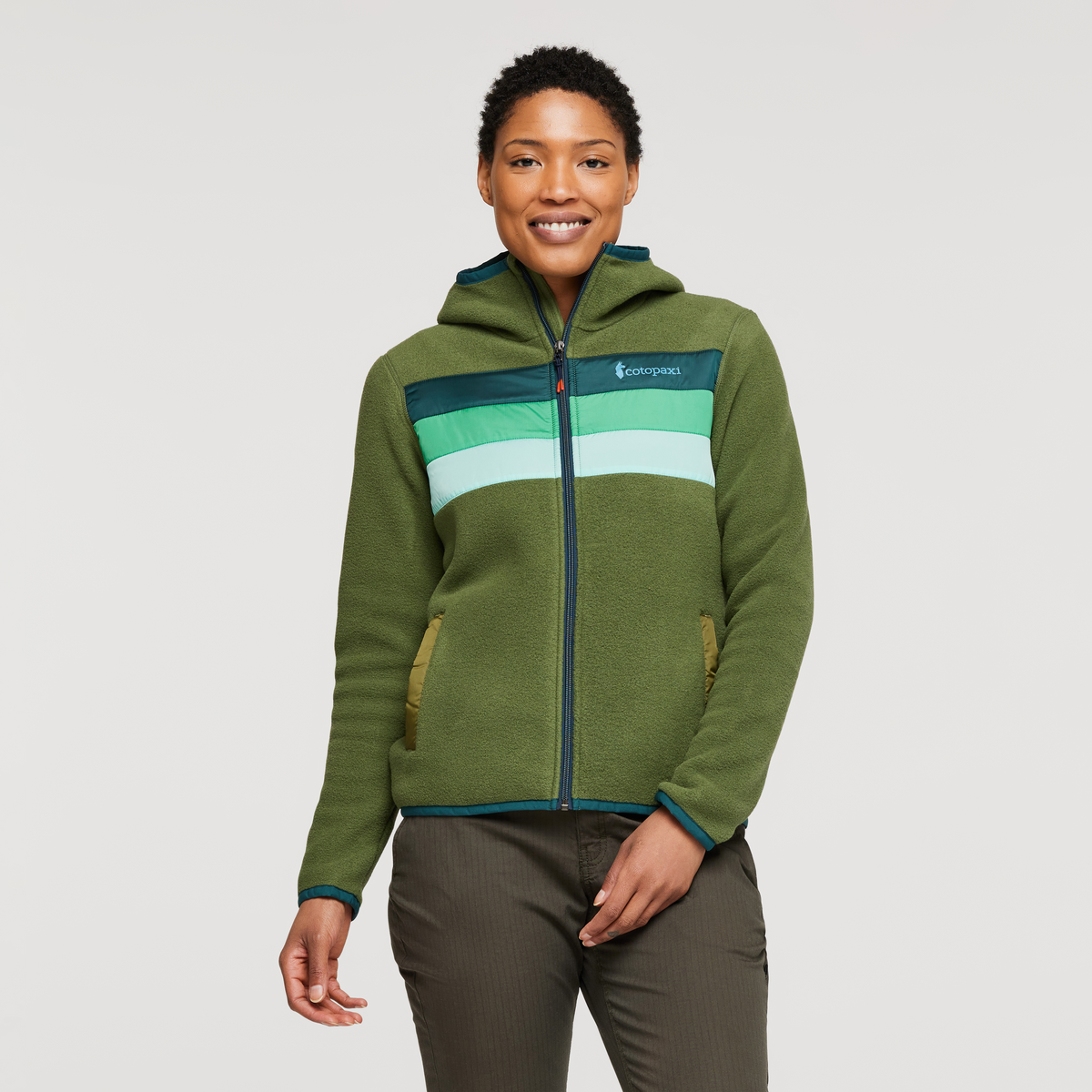 Teca Fleece Hooded Full-Zip Jacket - Women's, Squirrel, Model Callie