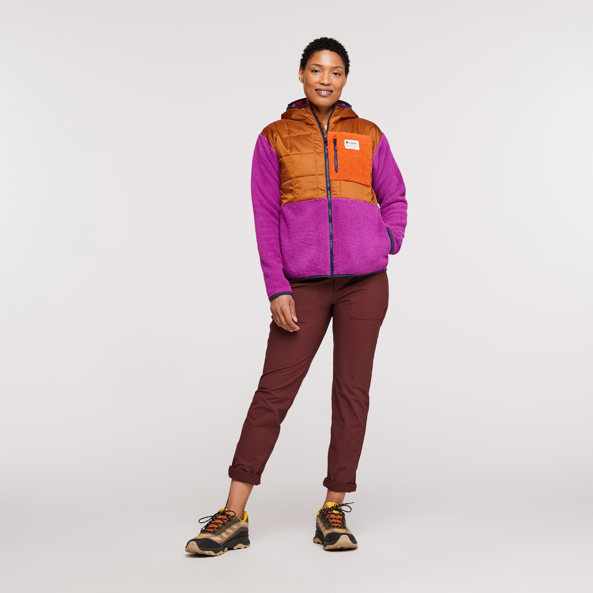 Trico Hybrid Jacket - Women's, Mezcal/Foxglove, Model Callie