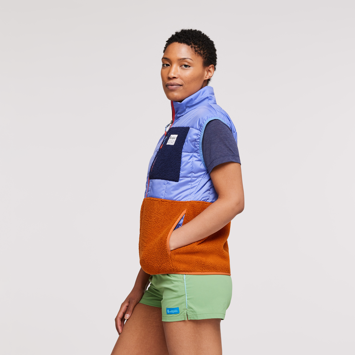 Trico Hybrid Vest - Women's, Lupine/Mezcal, Model Callie