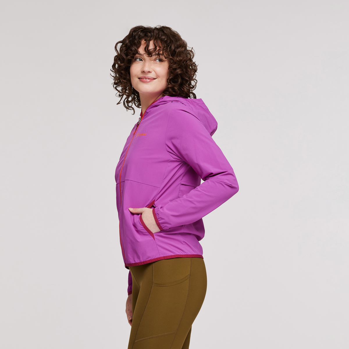 Vuelta Performance Windbreaker Jacket - Women's, Foxglove, Model Courtney