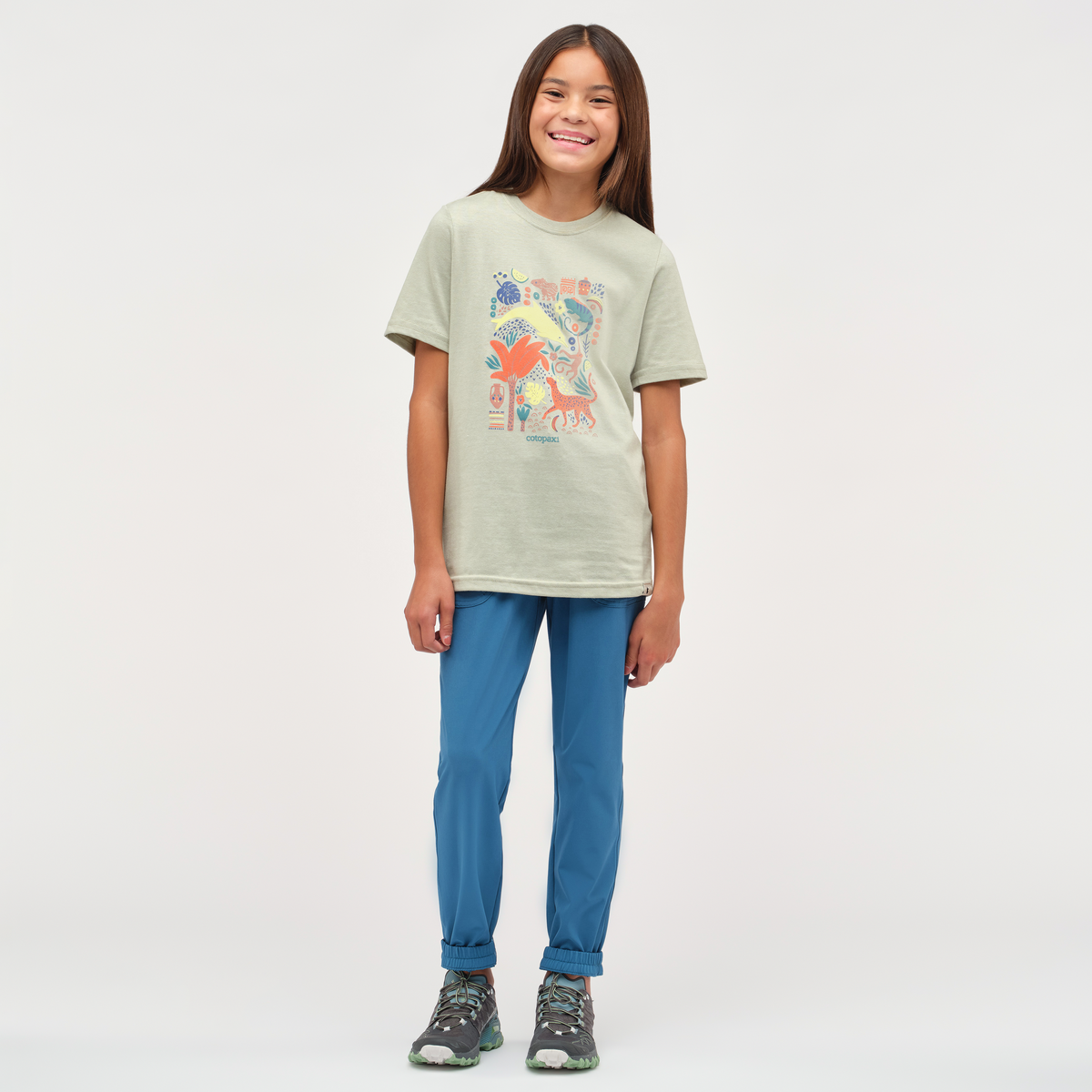 Ecuador Vibes T-Shirt - Kids', Green Tea, Model Scarlett
