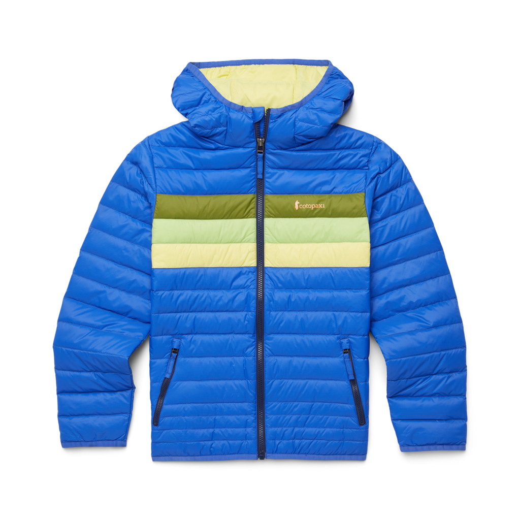 Fuego Hooded Down Jacket - Kids', Scuba Blue Stripes