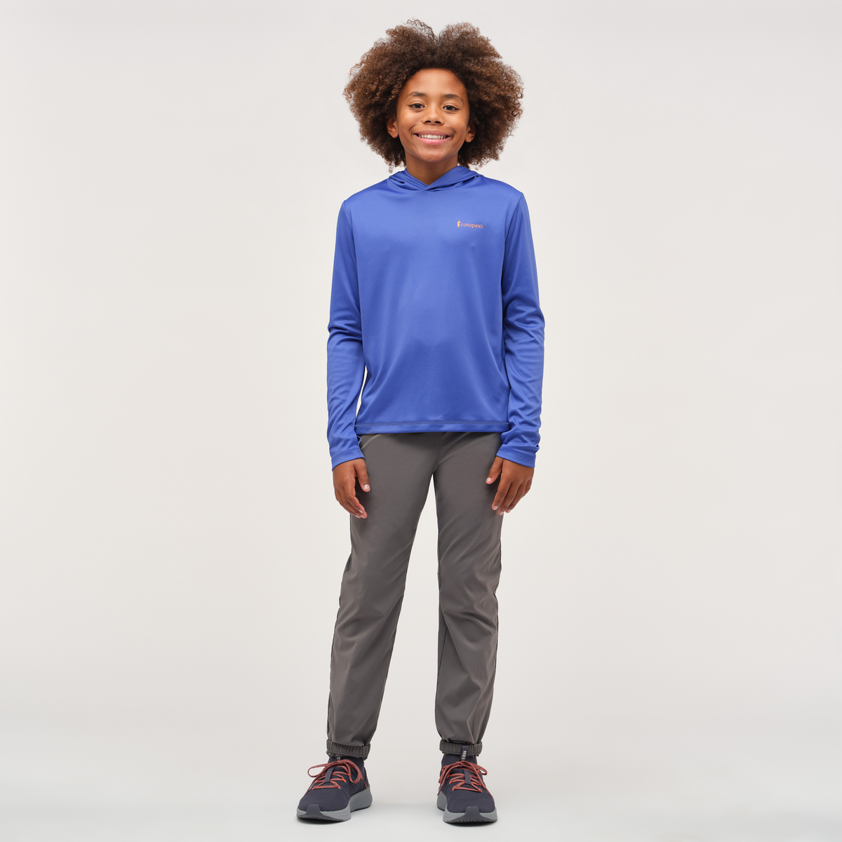 Tapir Long-Sleeve Tech Tee - Kids', Scuba Blue, Model Isaiah