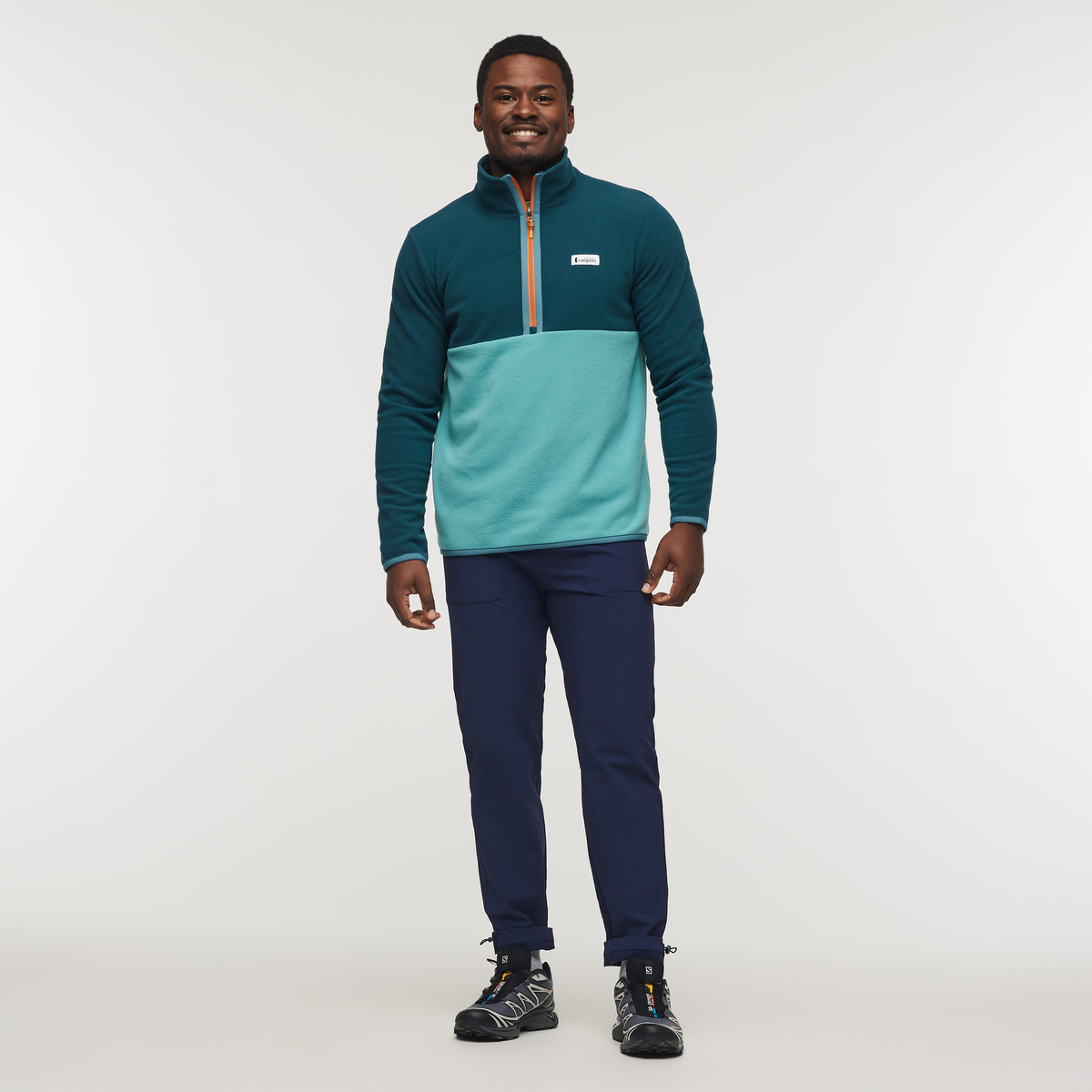Amado Fleece Pullover - Men's, Abyss/Coastal, Model Jeremy