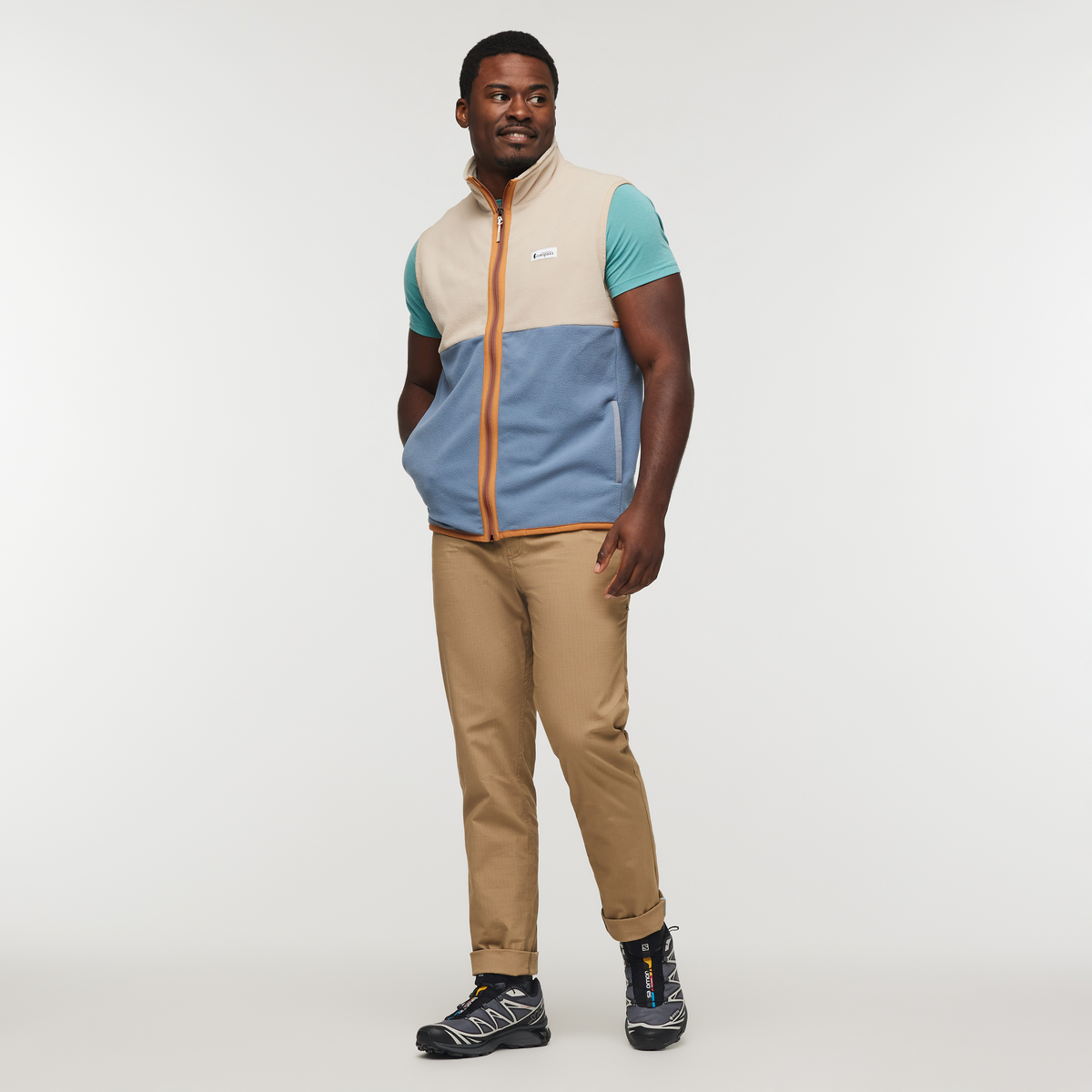 Amado Fleece Vest - Men's, Oatmeal/Tempest, Model Jeremy