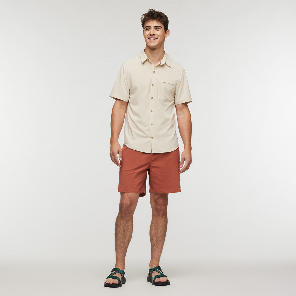 Brinco 7 Inch Short - Solid - Men's, Faded Brick, Model Kellan, shoppable