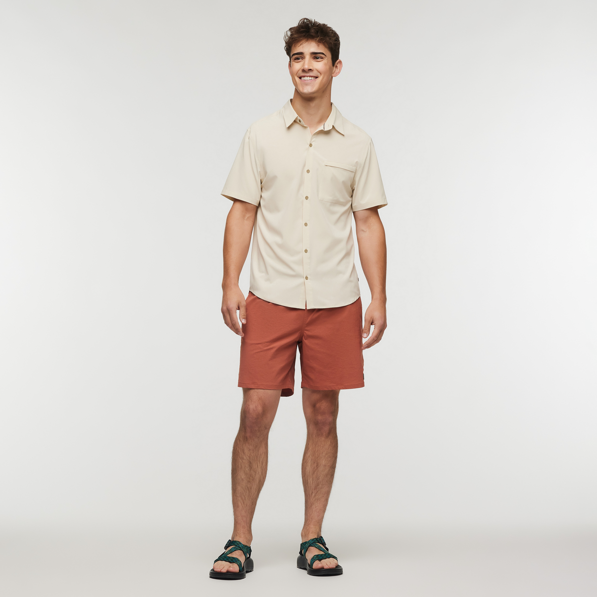 Brinco 7 Inch Short - Solid - Men's, Faded Brick, Model Kellan, shoppable