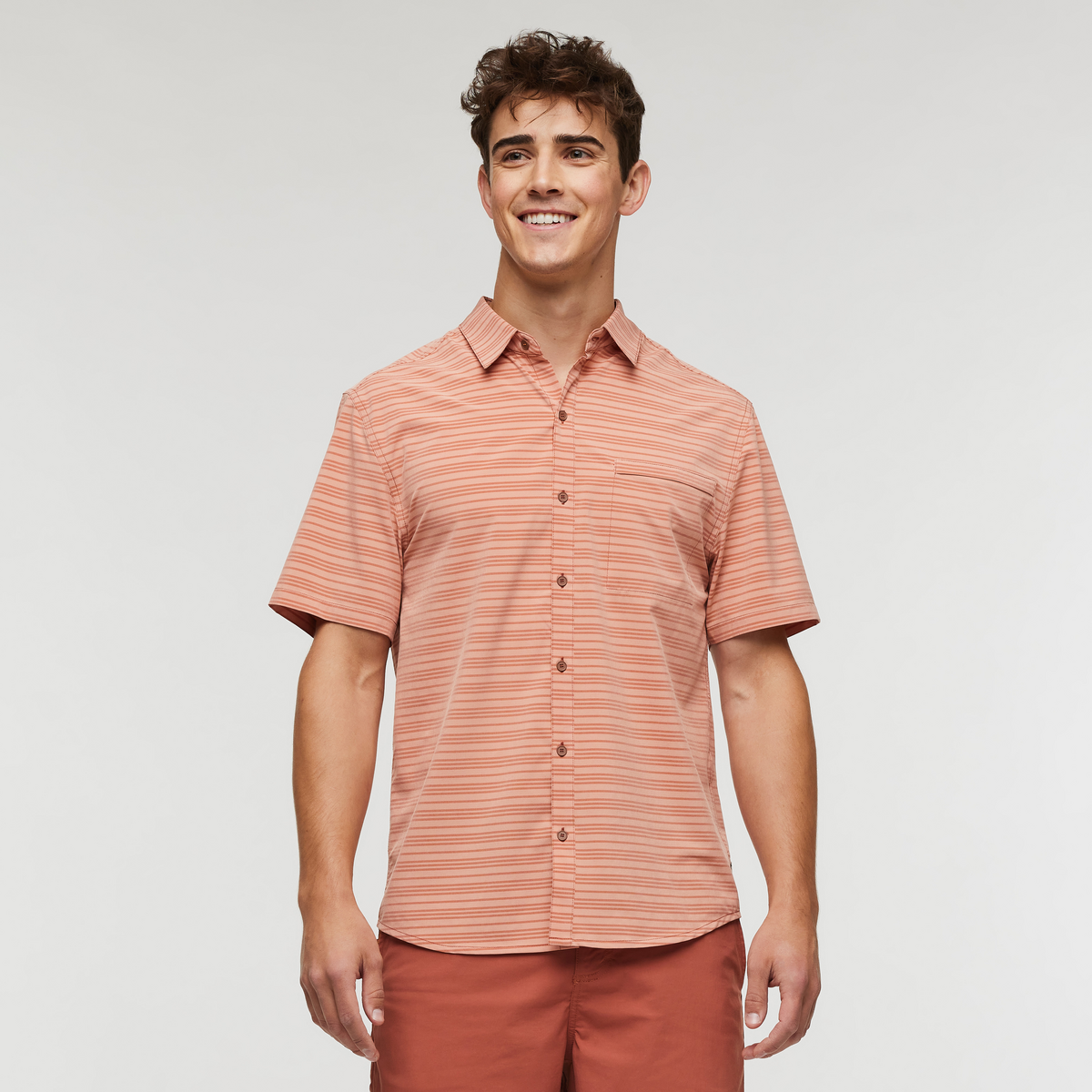 Cambio Button Up - Print - Men's, Faded Brick, Model Kellan