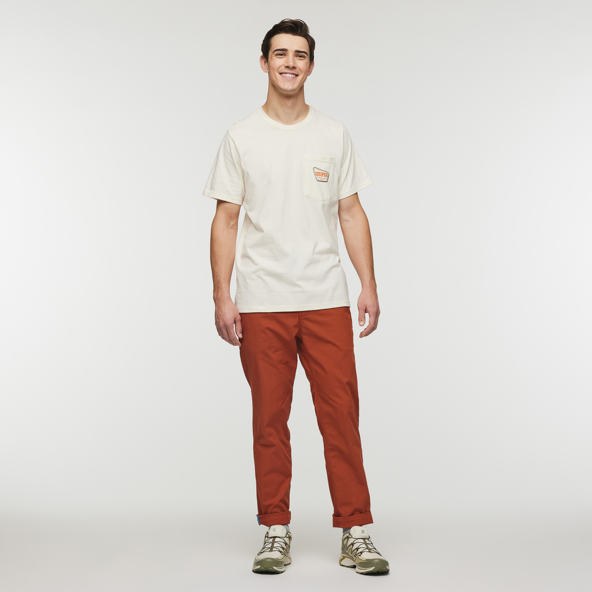 Camp Life Pocket T-Shirt - Men's, Bone, Model Kellan