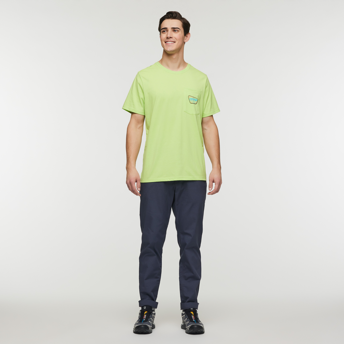 Camp Life Pocket T-Shirt - Men's, Lime, Model Kellan