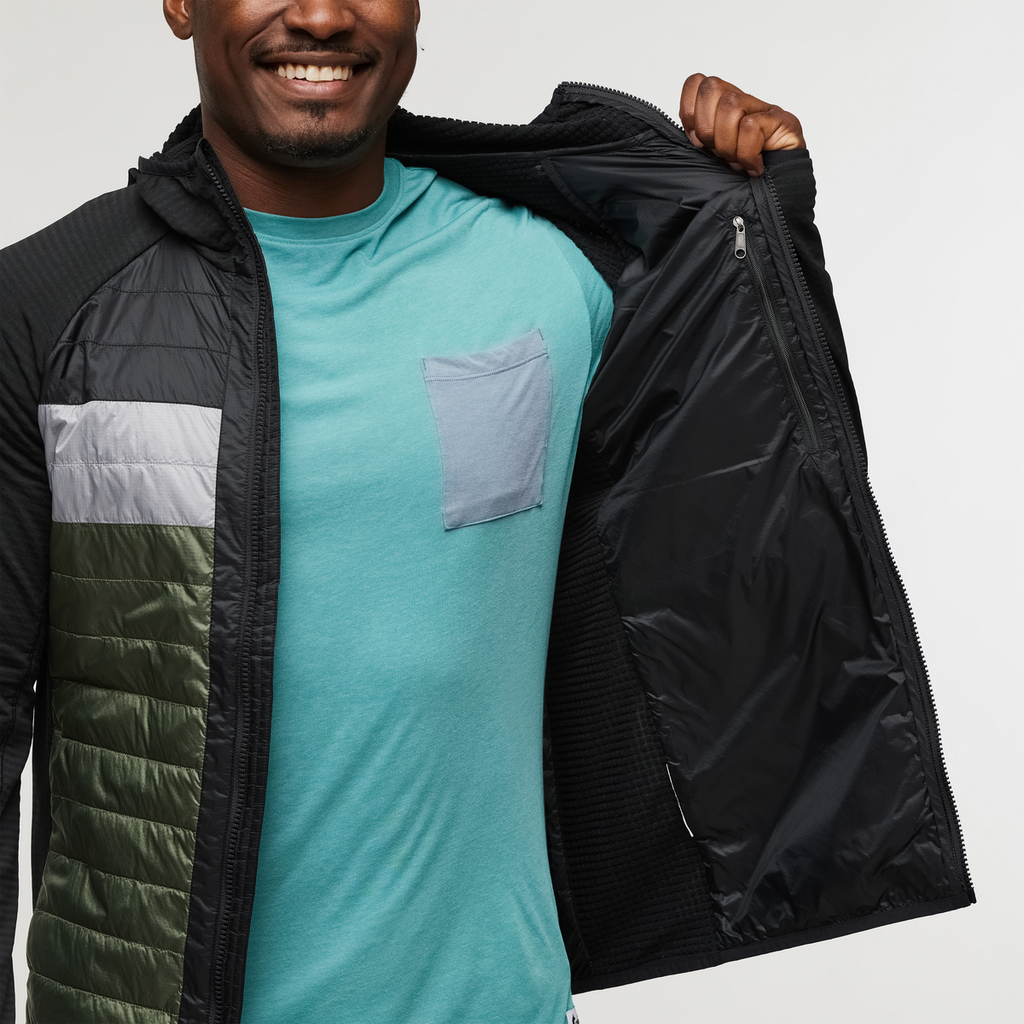 Capa Hybrid Insulated Hooded Jacket - Men's, Black/Fatigue, Model Jeremy