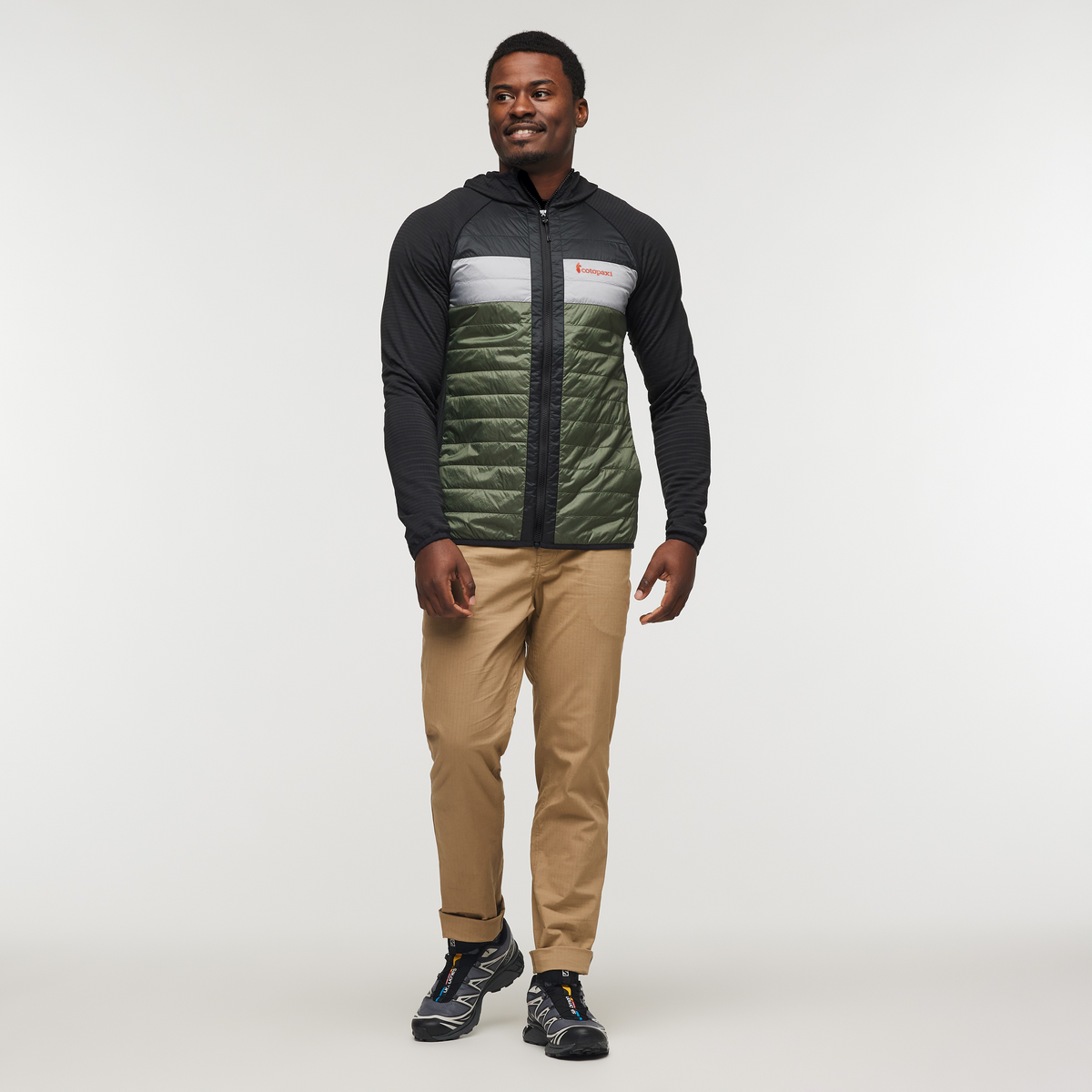 Capa Hybrid Insulated Hooded Jacket - Men's, Black/Fatigue, Model Jeremy