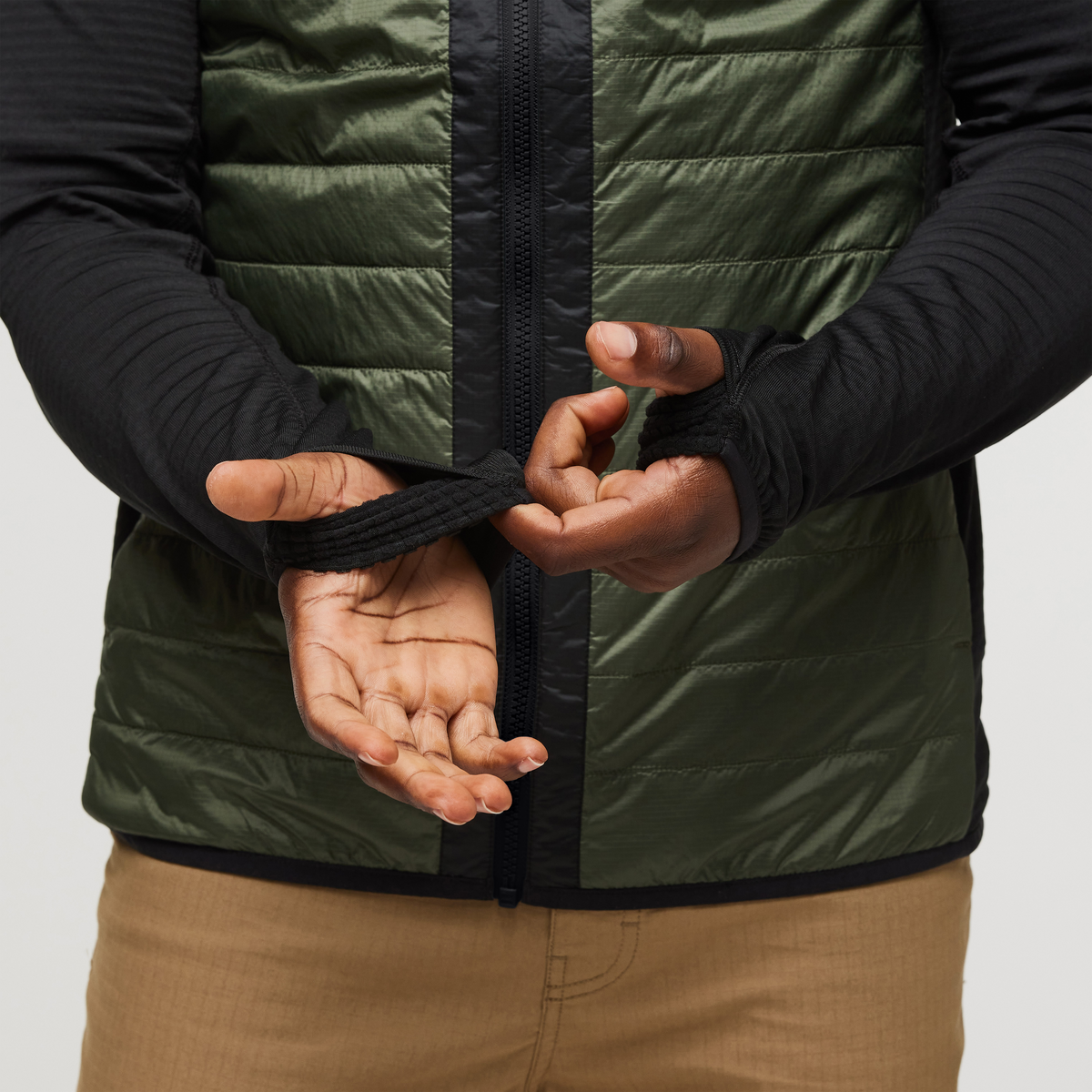 Capa Hybrid Insulated Hooded Jacket - Men's, Black/Fatigue, Model Jeremy