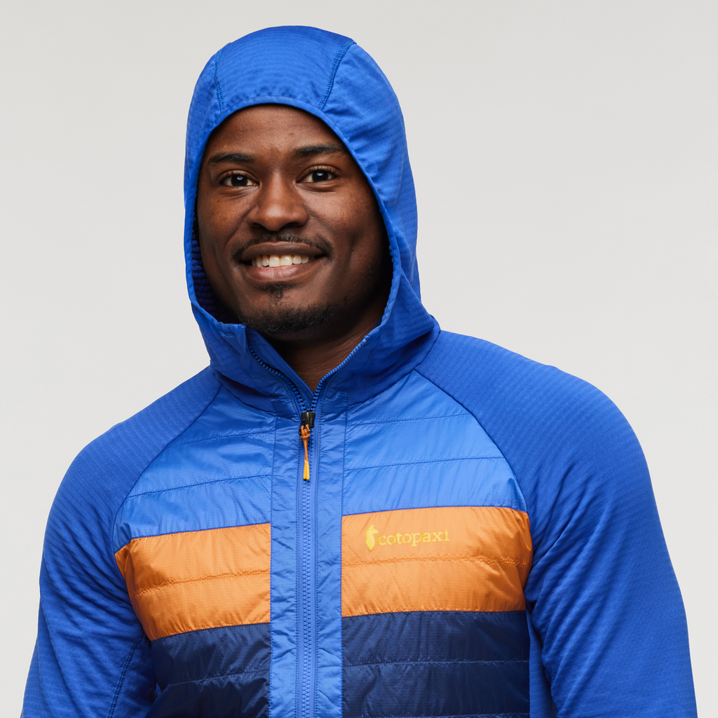 Capa Hybrid Insulated Hooded Jacket - Men's, Scuba Blue/Maritime, Model Jeremy