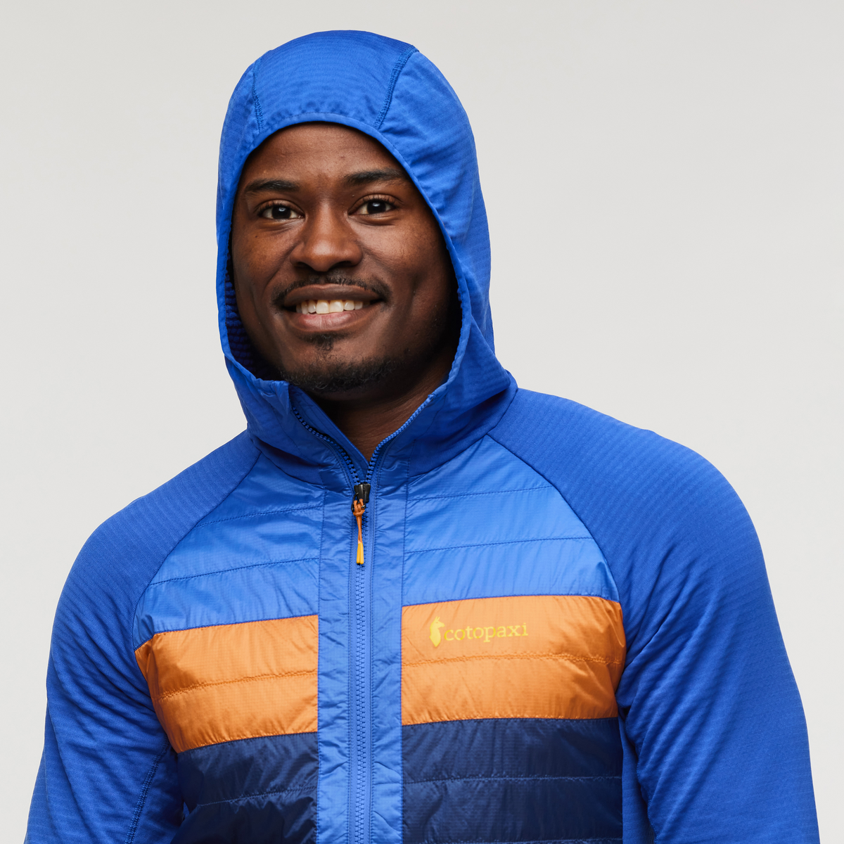 Capa Hybrid Insulated Hooded Jacket - Men's, Scuba Blue/Maritime, Model Jeremy