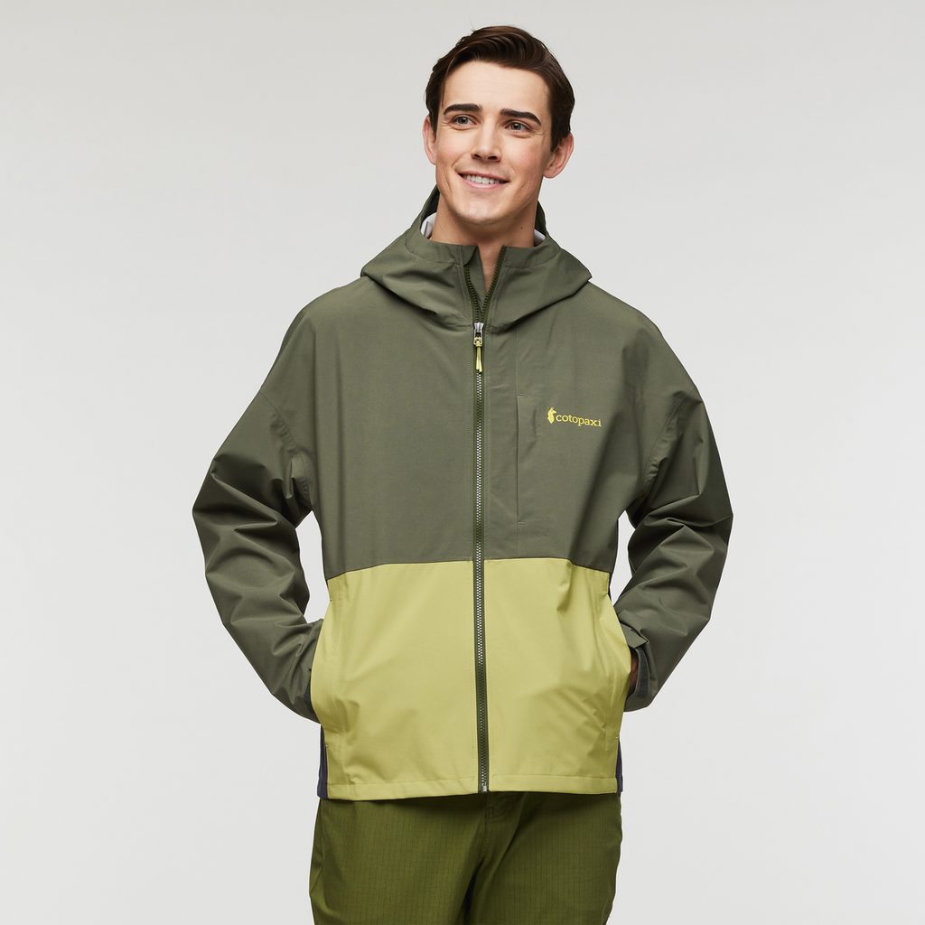 Cielo Rain Jacket - Men's, Fatigue/Lemongrass, Model Kellan
