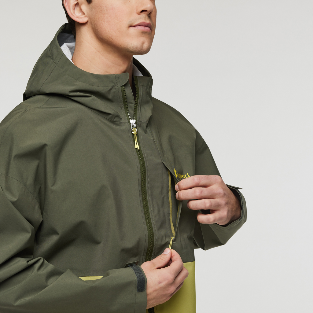  Cielo Rain Jacket - Men's, Fatigue/Lemongrass, Model Kellan