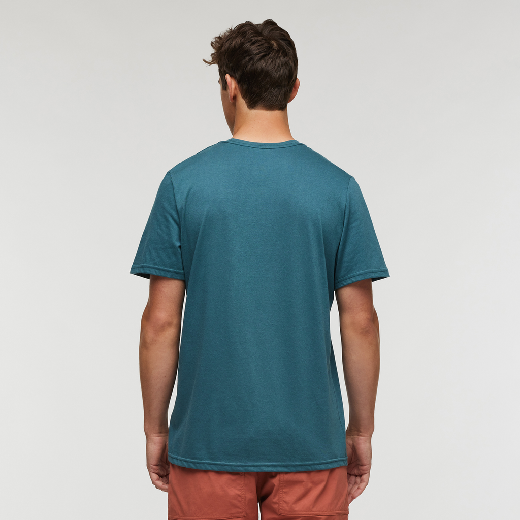 Llama Greetings T-Shirt - Men's, Blue Spruce, Model Kellan