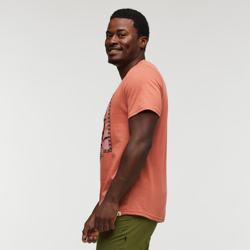 Llama Greetings T-Shirt - Men's, Faded Brick, Model Jeremy