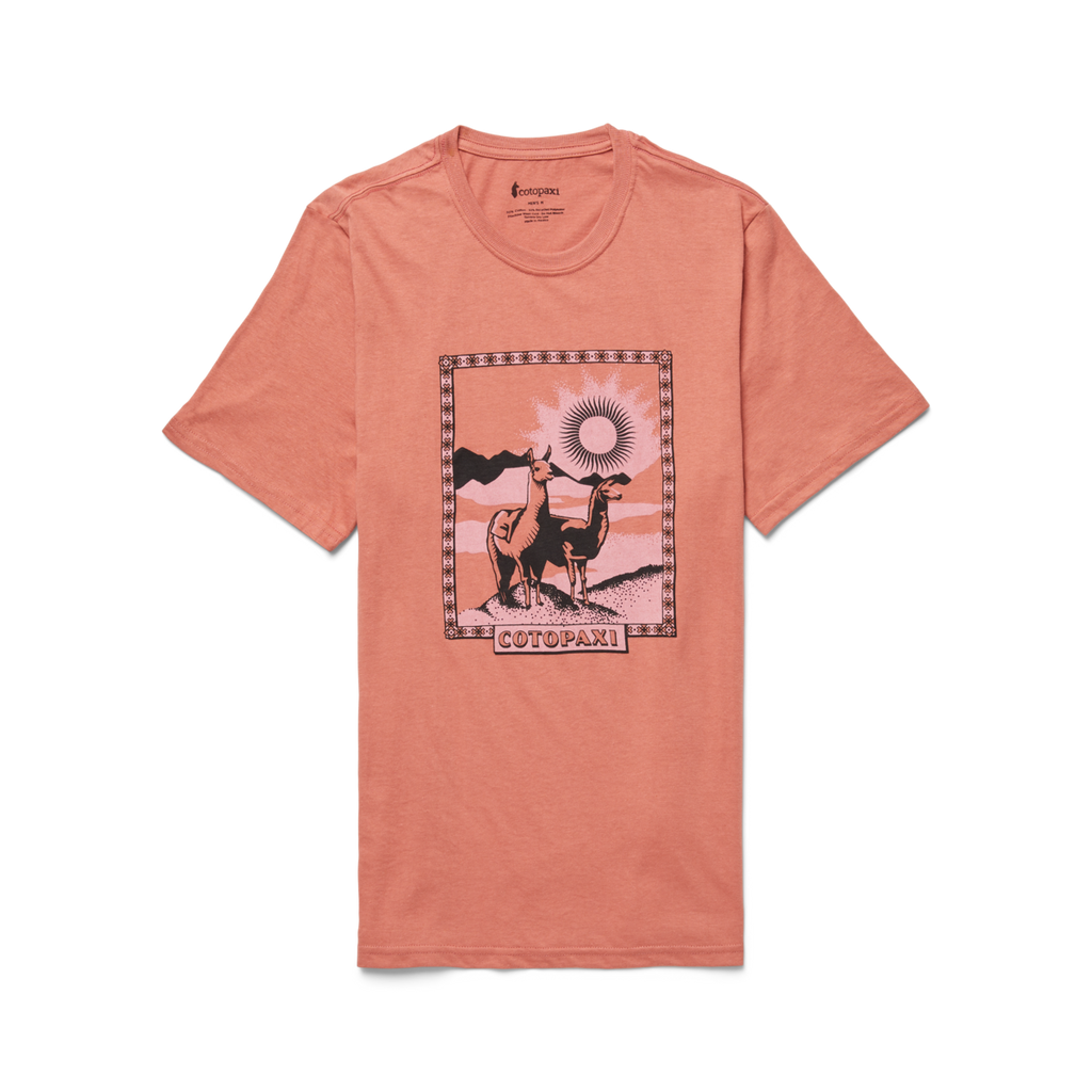 Llama Greetings T-Shirt - Men's, Faded Brick, Model Jeremy