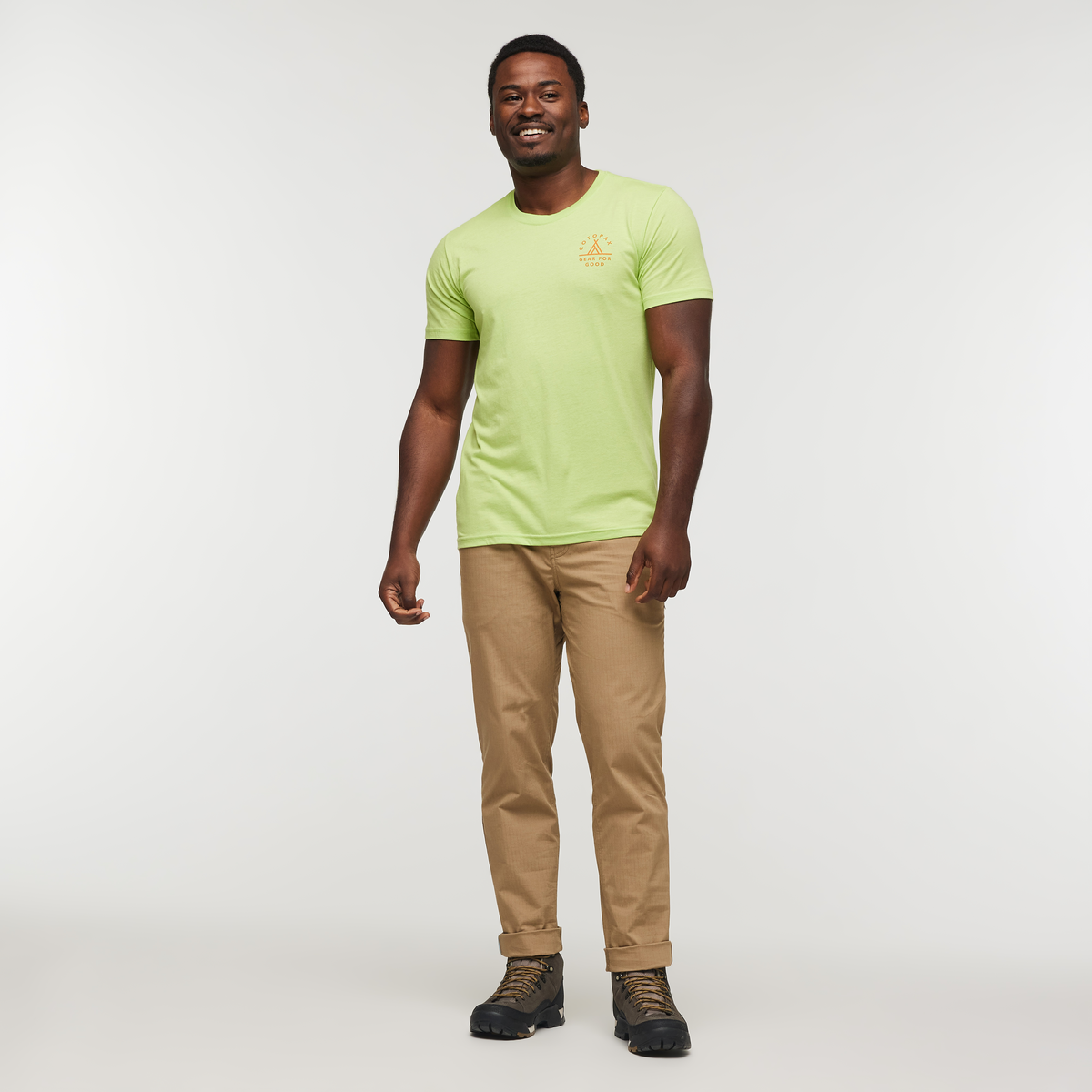 Llama Map T-Shirt - Men's, Lime, Model Jeremy