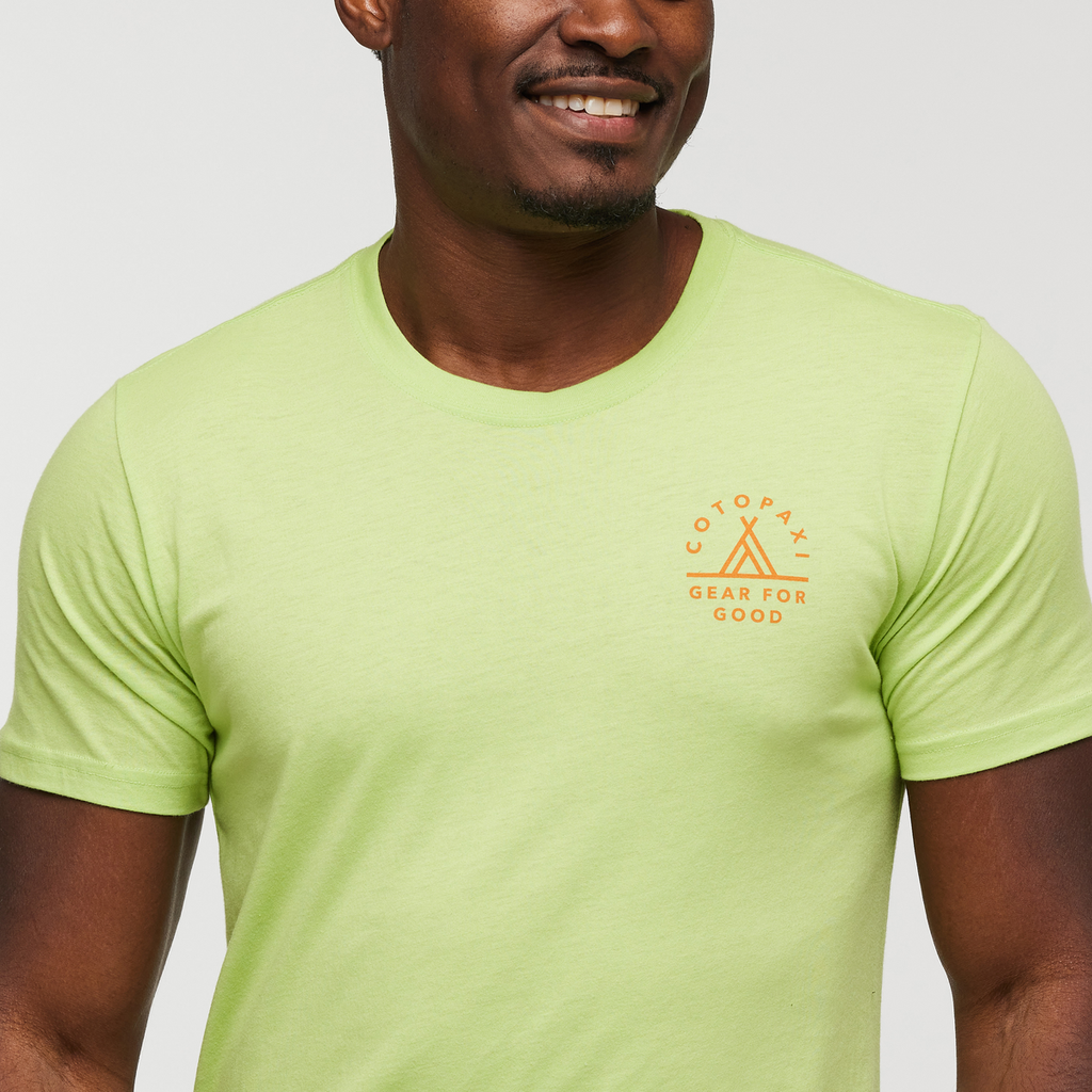 Llama Map T-Shirt - Men's, Lime, Model Jeremy