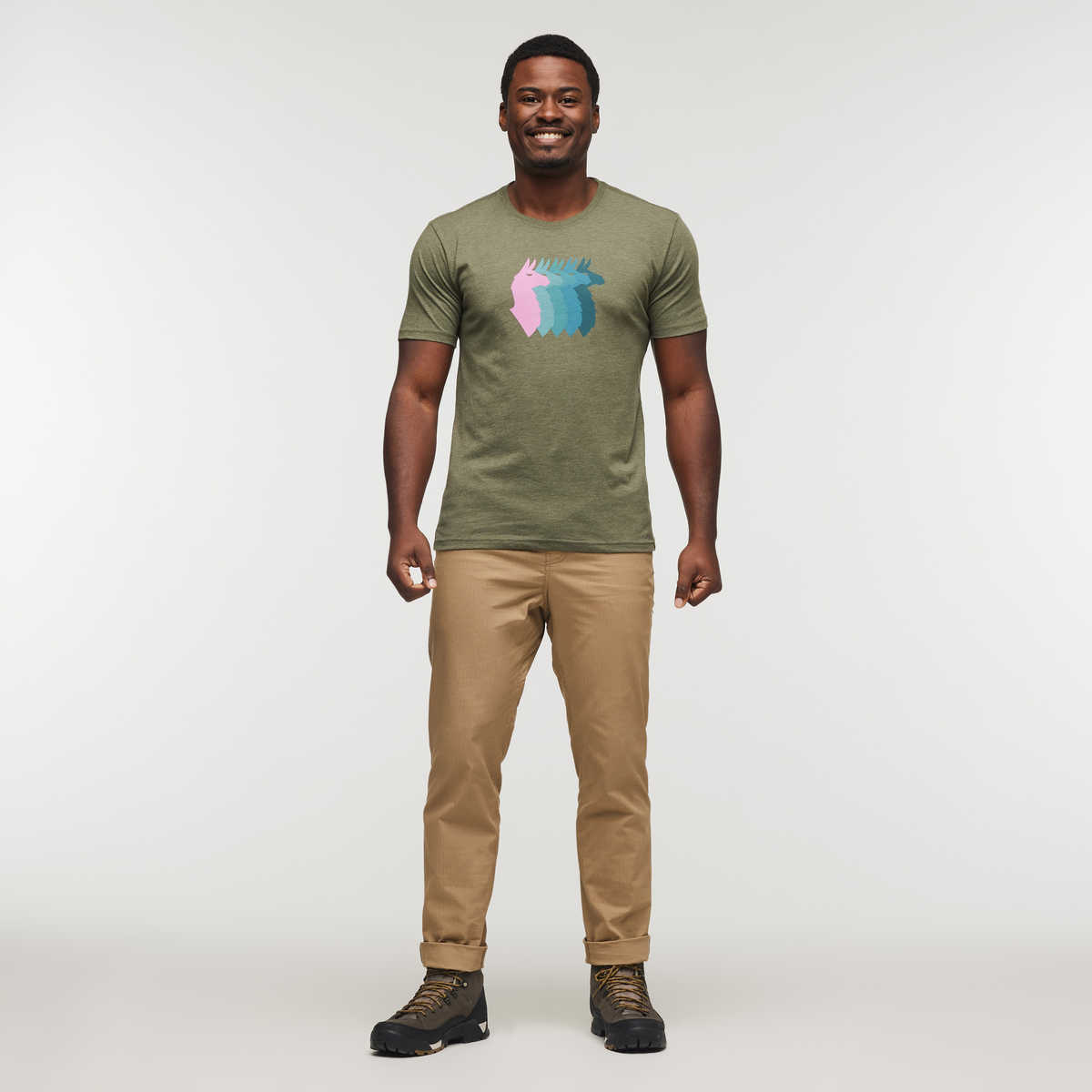 Llama Sequence T-Shirt - Men's, Fatigue, Model Jeremy