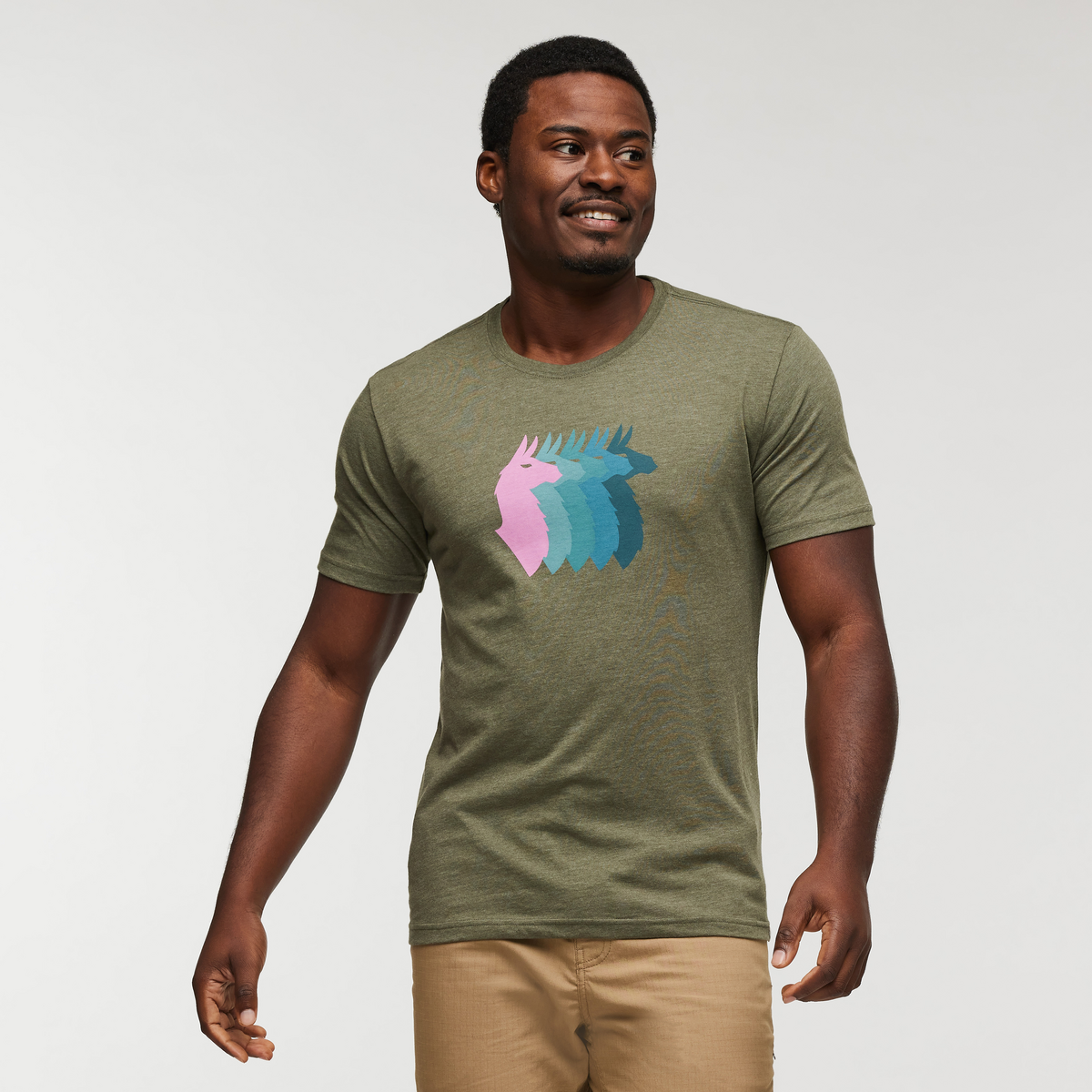 Llama Sequence T-Shirt - Men's, Fatigue, Model Jeremy