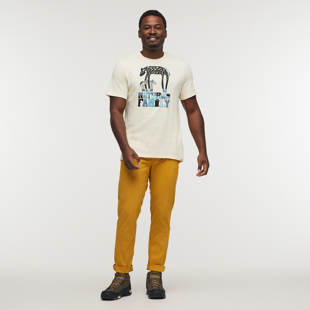 Nature Is Family T-Shirt - Men's, Bone, Model Jeremy