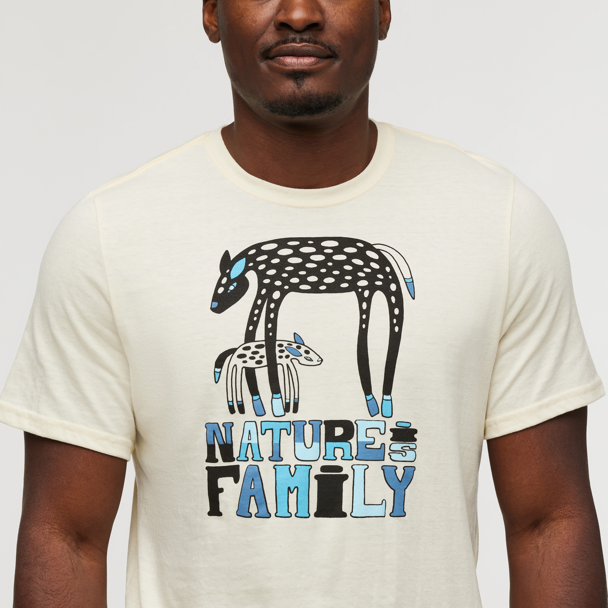 Nature Is Family T-Shirt - Men's, Bone, Model Jeremy