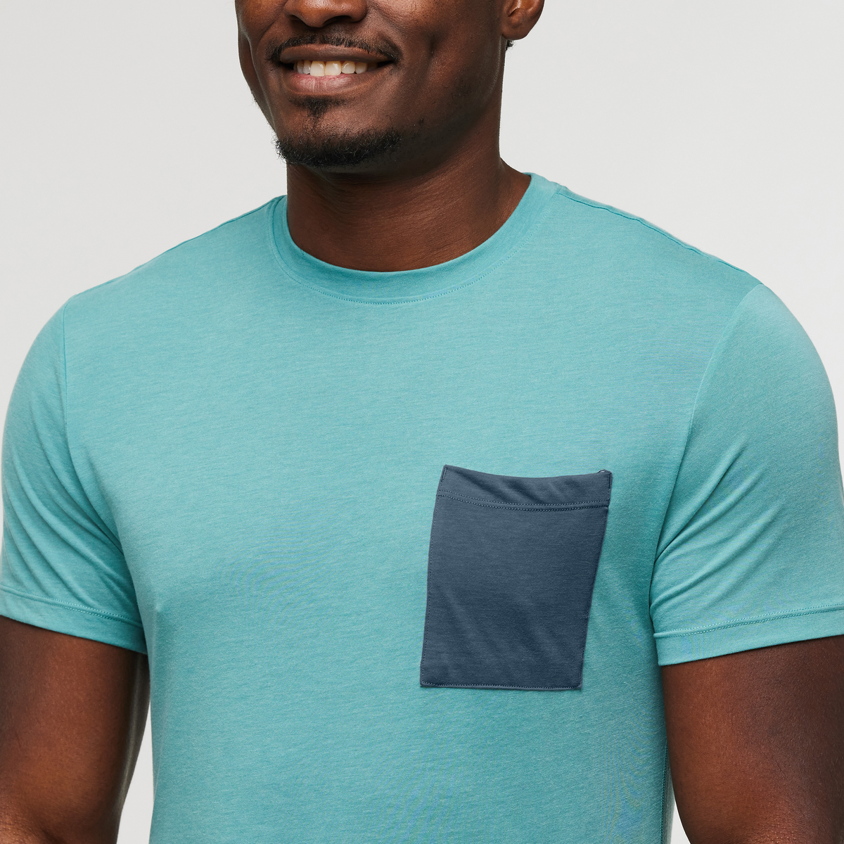 Paseo Travel Pocket T-Shirt - Men's, Coastal, Model Jeremy
