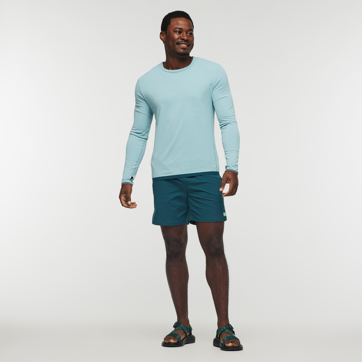Sombra Long-Sleeve Sun Shirt - Men's, Sea Spray, Model Jeremy, shoppable