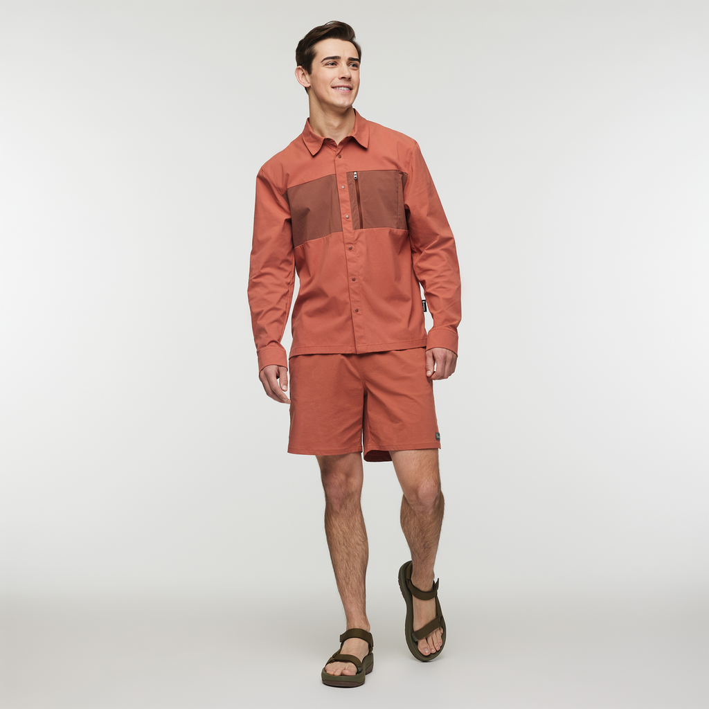 Sumaco Long-Sleeve Shirt - Men's, Faded Brick/Acorn, Model Kellan