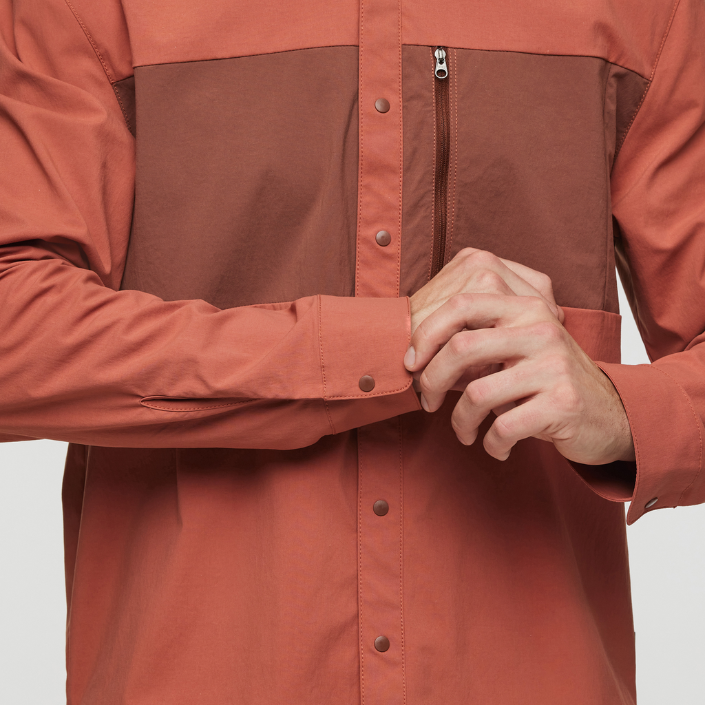 Sumaco Long-Sleeve Shirt - Men's, Faded Brick/Acorn, Model Kellan