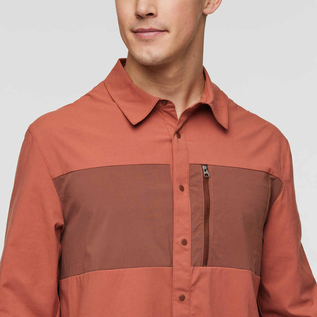 Sumaco Long-Sleeve Shirt - Men's, Faded Brick/Acorn, Model Kellan