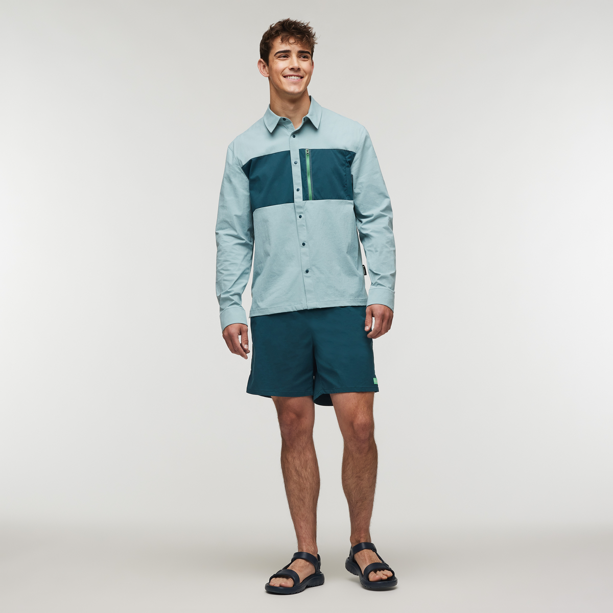 Sumaco Long-Sleeve Shirt - Men's, Sea Spray/Abyss, Model Kellan