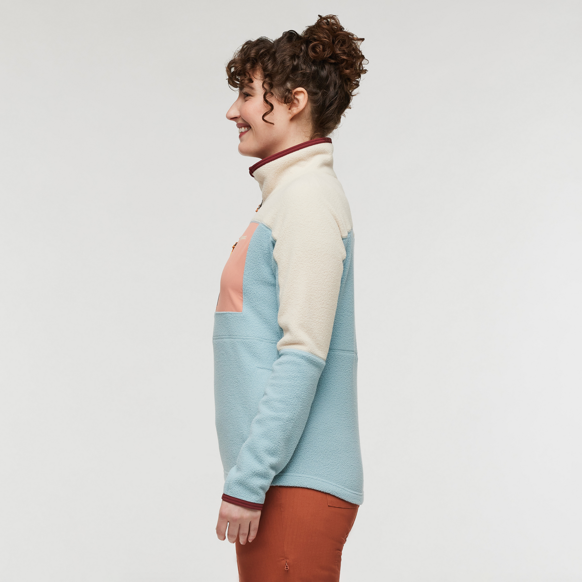 Abrazo Fleece Half-Zip Jacket - Women's, Cream/Sea Spray, Model Courtney