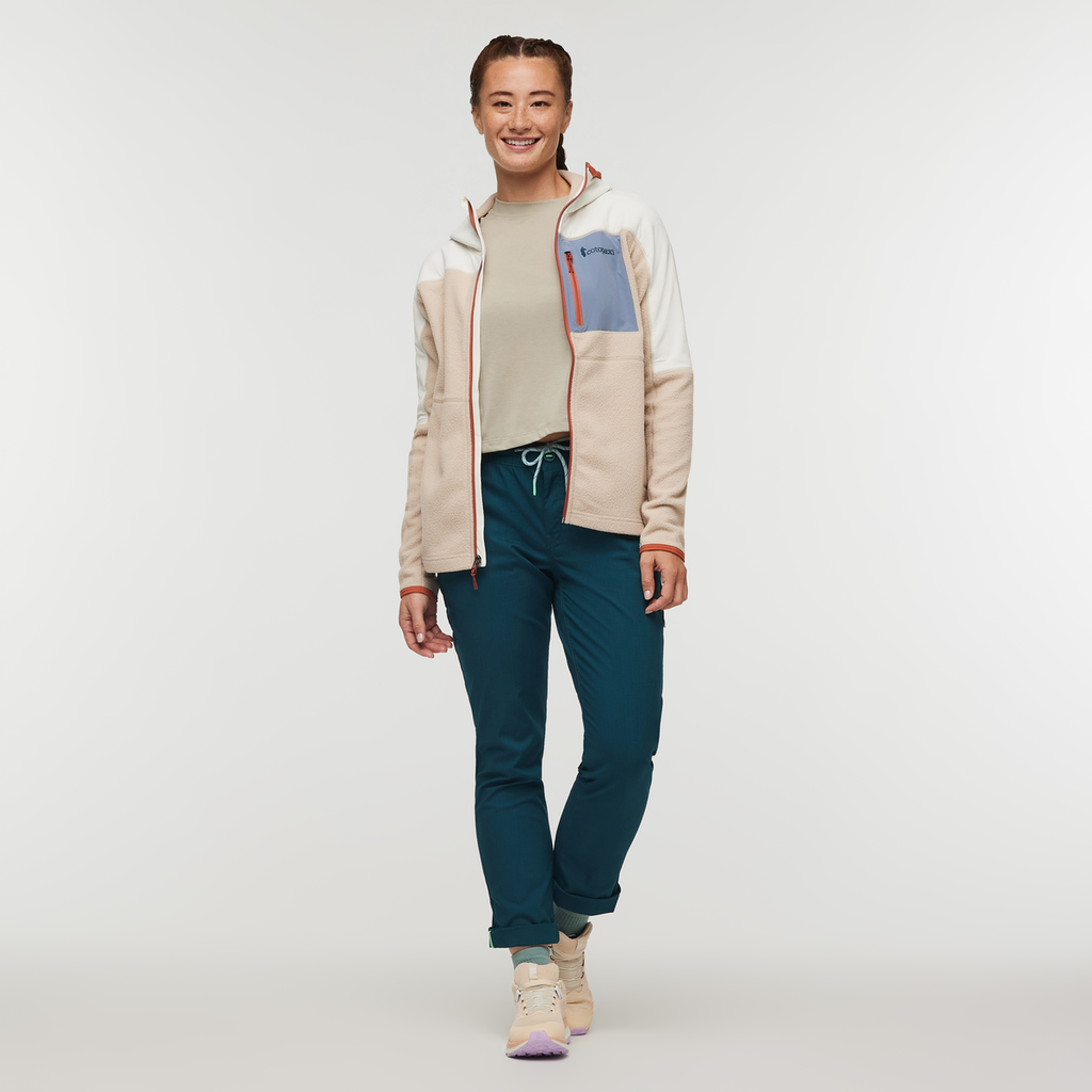 Abrazo Fleece Hooded Full-Zip Jacket - Women's, Bone/Oatmeal, Model Aya