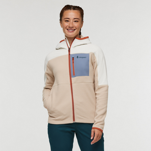 Abrazo Fleece Hooded Full-Zip Jacket - Women's, Bone/Oatmeal, Model Aya