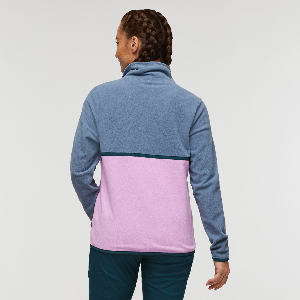 Amado Fleece Pullover - Women's, Tempest/Orchid Bloom, Model Aya