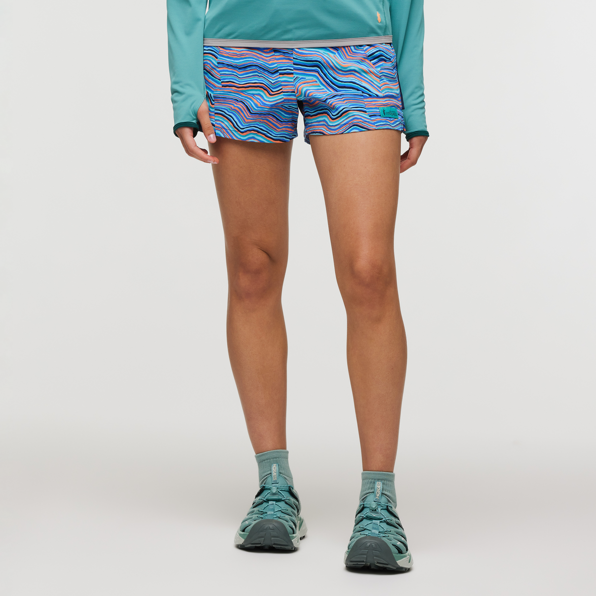 Brinco Short - Print - Women's, Scuba Blue/Hot Punch, Model London