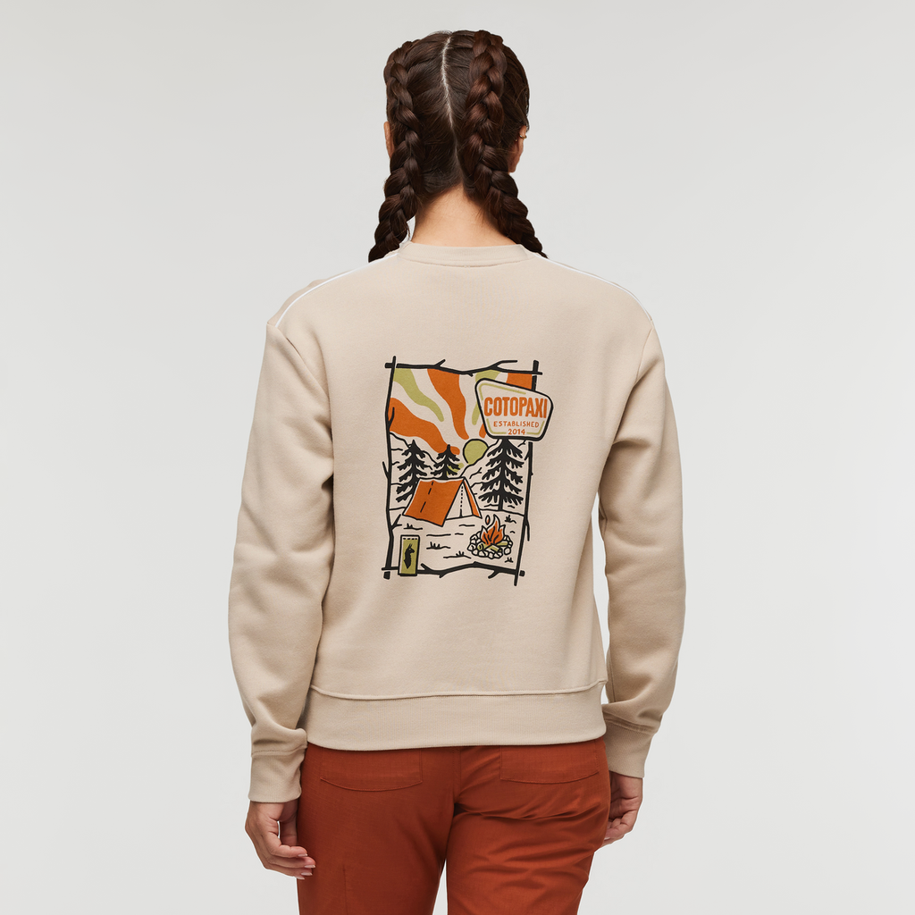 Camp Life Crew Sweatshirt - Women's, Oatmeal, Model Aya