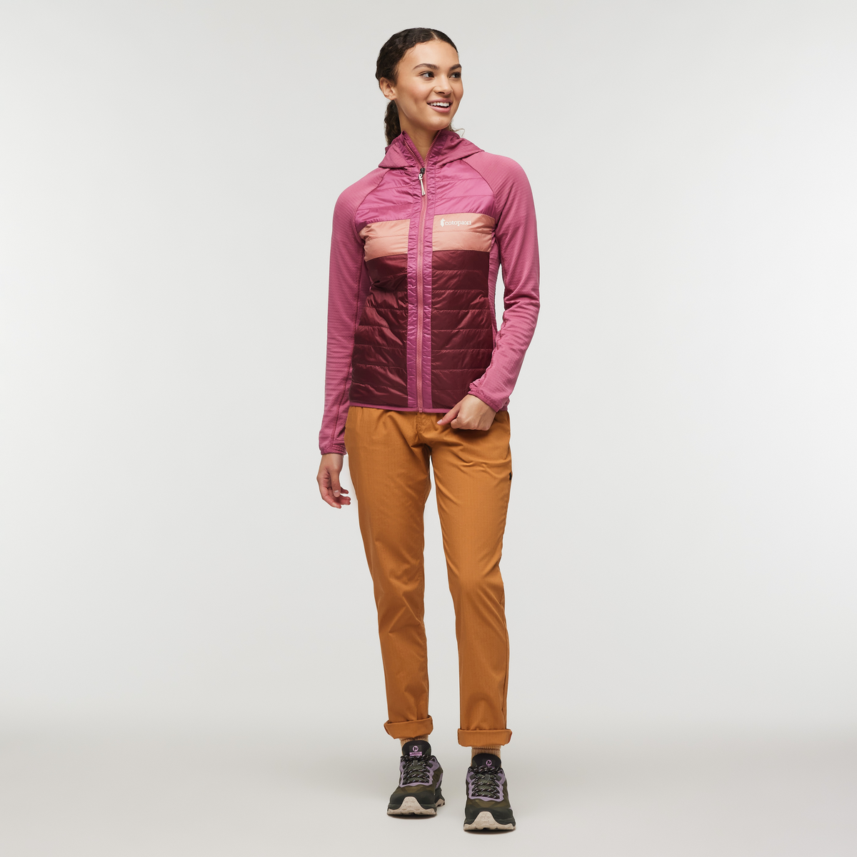 Capa Hybrid Insulated Hooded Jacket - Women's, Sangria/Burgundy, Model London